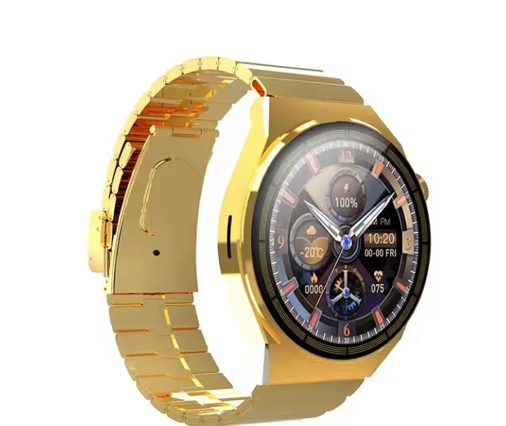 JS5 Golden 1.52inch Smart watch ECG Voice Assistant button relojes inteligente gold steel strap Watches